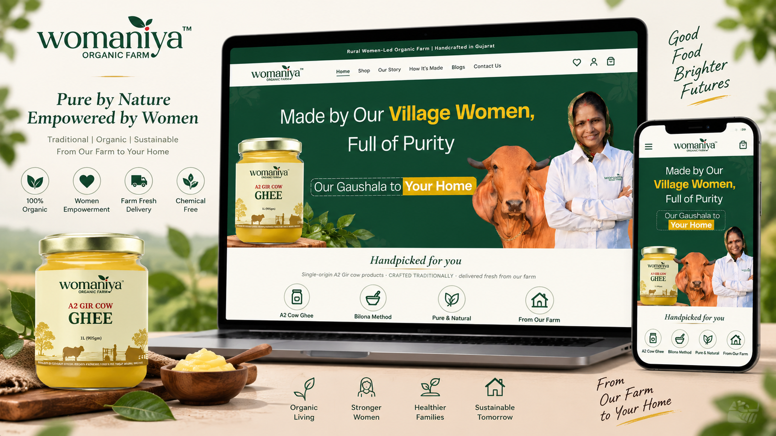 Womaniya Organic Farm — Pure A2 Ghee & Moringa